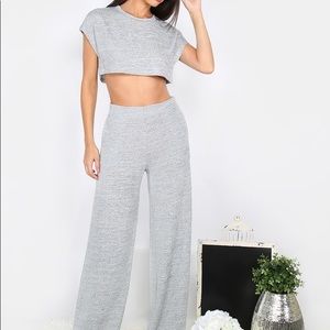 SHEIN crop top and wide leg pants set